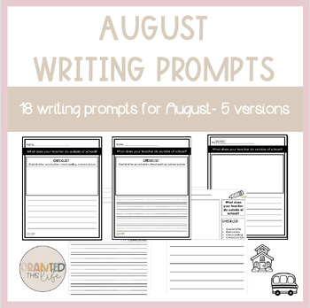 18 August Writing Prompt Worksheets- 5 Differentiated Versions | TPT