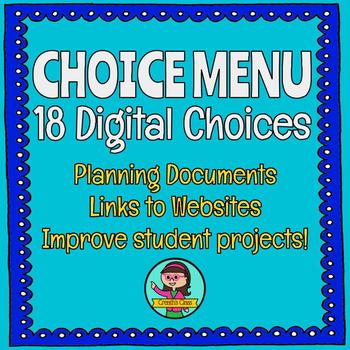 Preview of 18-Choice Digital Product Menu {Choice Board}