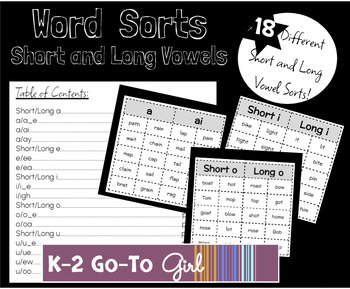 Preview of 18 Different Short and Long Vowel Sorts!