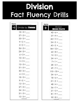 Preview of 18 Division Fact Fluency Drills