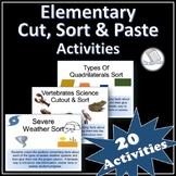 20 Elementary Cut Sort and Paste Bundle - Worksheet Activity