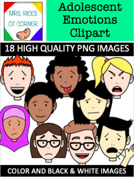 Preview of 18 Emotions Clipart! Adolescent/Older Student Clipart Images! PNG high quality