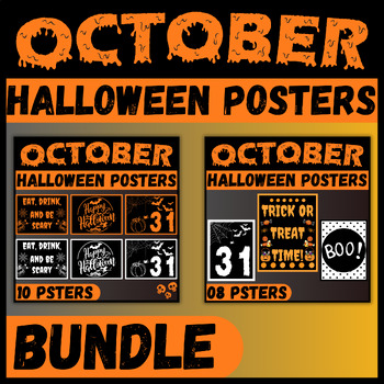 Preview of 28 Halloween Posters | October Printable Vintage Posters | Classroom Decor