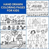 18 Hand drawn coloring pages for kids. Beautiful hand made