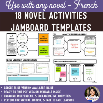 Preview of 18 Jamboard Templates for any French Novel - Reading Comprehension Activities