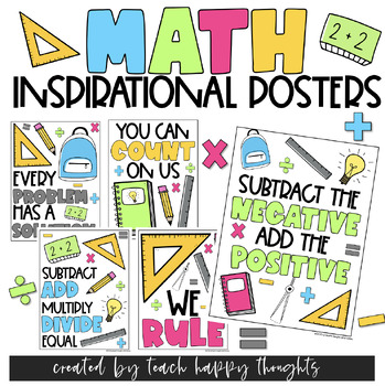 Preview of 18 MATH Mathematic POSTERS Poster Set Positive Inspirational Puns Quotes Maths