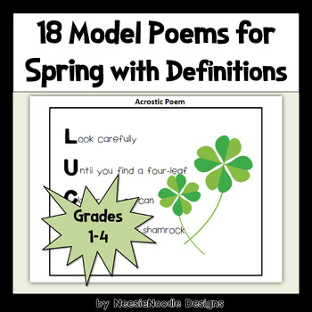 Preview of 18 Model Poems for Spring with St. Patrick's Day Poetry -- Includes Definitions