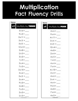 Preview of 18 Multiplication Fact Fluency Drills