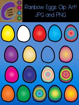 Preview of 18 Rainbow EGGS Clip Art  Color Images