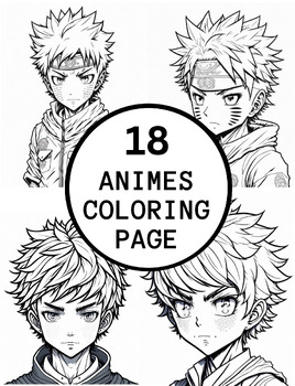 Preview of 18 Realistic Anime Boy Coloring Pages For Teens And Adults (coloring pages )