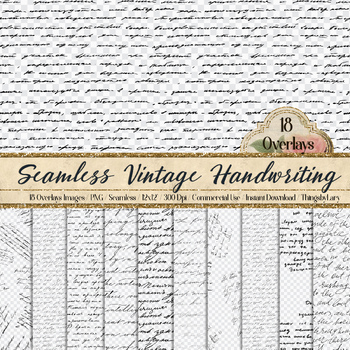 Preview of 18 Seamless Black Vintage Handwriting Transparent Overlay PNG