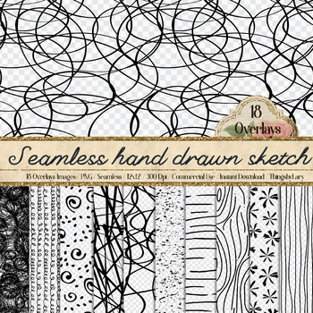 Preview of 18 Seamless Hand Drawn Scribble Overlay Pattern PNG
