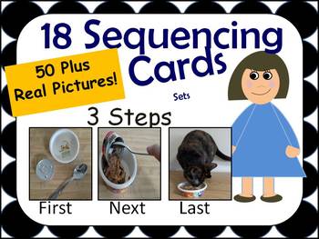 Preview of 18 Sequencing Cards Sets First Next Last 50 plus Real Pictures