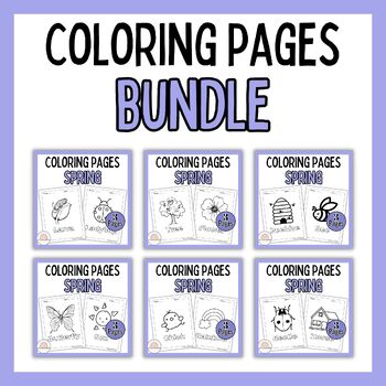 Preview of 18 Spring Coloring Sheets BUNDLE For PreK-1st Grade | spring Season Activites