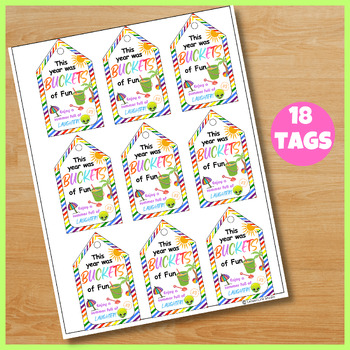 18 Summer Bucket Gift Tags|End of School Year Gift Tags by LessonLink ...