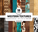 18 Western Texture Digital Papers, Tileable Pattern, Old W