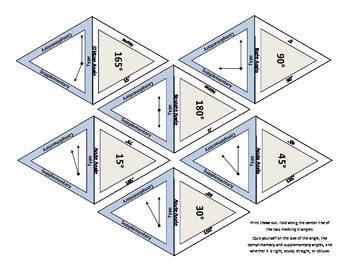 Preview of 18 self-checking geometry Flash Cards set - angles supplementary complimentary