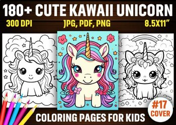 Preview of 180+ Cute Kawaii Unicorn Coloring Pages