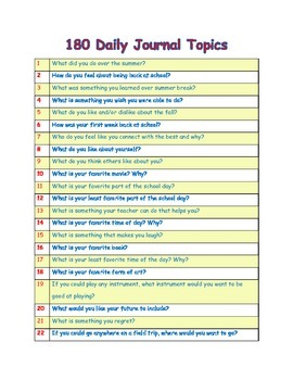 Preview of 180 Daily Journal Topics