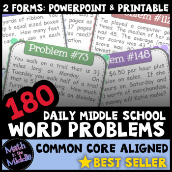 Preview of 180 Daily Middle School Math Word Problems