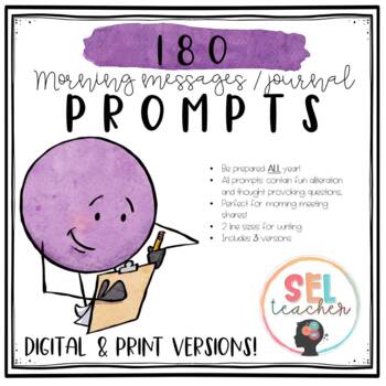 Preview of 180 Daily Morning Work/Journal Prompts DIGITAL & PRINT