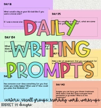 180 Daily Writing Prompts by BridgetW Designs | TPT