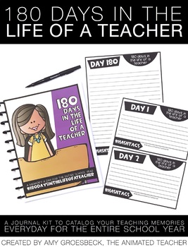 Preview of 180 Days in the Life of a Teacher – EDITABLE Memory a Day Teacher Journal Kit