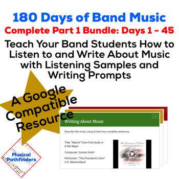 Preview of 180 Days of Band Music Part 1 - 45 Listening and Writing Prompts