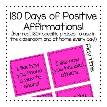 Preview of 180 Days of Positive Affirmations and Specfic Praise (print on Post-it notes)