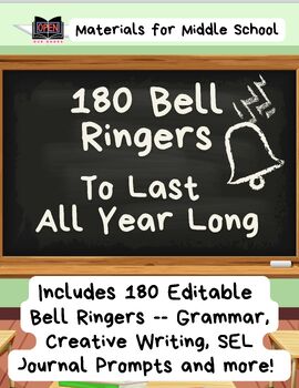 Preview of 180 Editable Bell Ringers for the Whole School Year! Do Nows - Ready to Print!