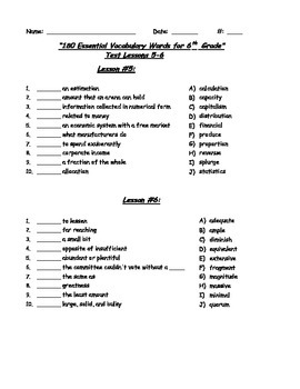180 Essential Vocabulary Words for 6th Grade Tests by born2bateacher