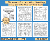 180 Maze Puzzle Book From Very Easy To Insane Level With S