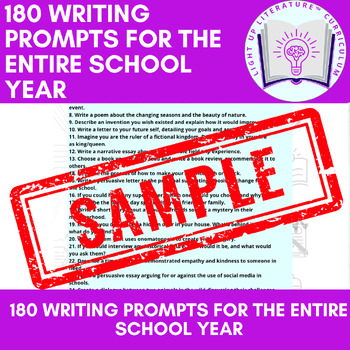 Preview of 180 Middle School Writing Prompts - Ignite Creativity and Save Precious Time!