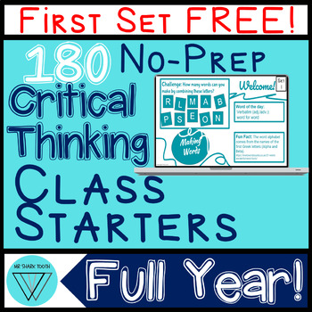 Preview of 180 No-Prep Critical Thinking Starters FREEBIE: Word Morning Work Activity Set