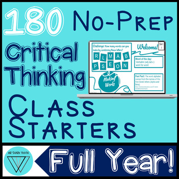 Preview of 180 No-Prep Critical Thinking Starters: GATE Word Morning Work Warm-Ups Activity
