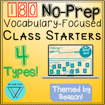 Preview of 180 No-Prep Vocabulary Starters: Word Morning Work Warm-Ups - GATE Activities