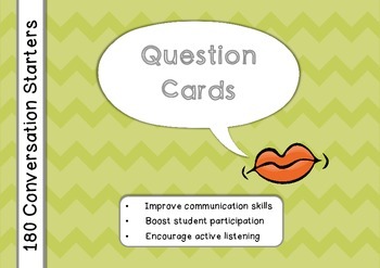 Preview of 180 Question Cards: Conversation Starters Task Cards (British English)