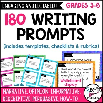 Preview of Paragraph Writing Prompts, Essay Writing Prompts, Writing Checklists and Rubrics