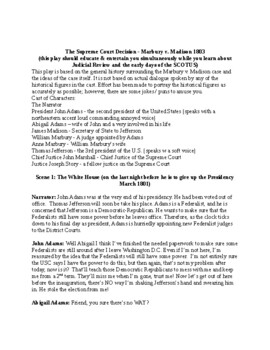 Preview of 1803 Marbury v Madison Judicial Review Play Skit "STUDENT ENGAGEMENT GUARANTEED"