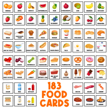 Preview of 183 Food Cards | Food Choice Board | Visual Schedules | Autism Visuals | Picture