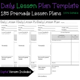 185 Pre-Made Daily Lesson Plan Templates | Print and Digit