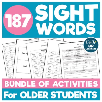 Preview of 187 Sight Words Practice Activities RTI Older Students Dyslexia ELL EFL ESL