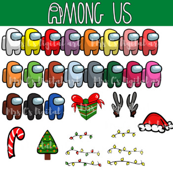 19 Among Us Clipart + 7 Christmas accessories by Mrs C's Digital Art