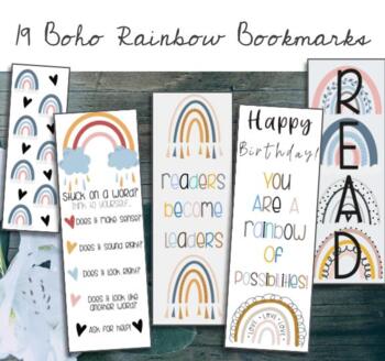Preview of 19 Boho Rainbow Bookmarks