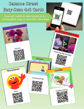 Preview of 19 Sesame Street Easy-Scans (4x6) task cards (use with any tablet/device)
