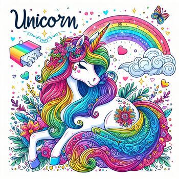 Preview of 190 Cute Baby Unicorn Coloring Book for Kids