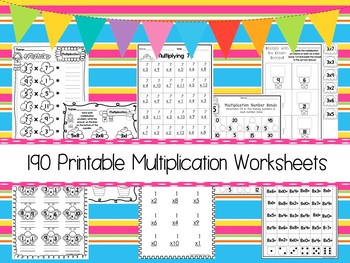 190 multiplication math worksheets download zip file 2nd 4th grade math