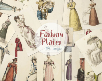 Preview of 190 Vintage Hand colored Fashion Plates Mega Bundle Ephemera