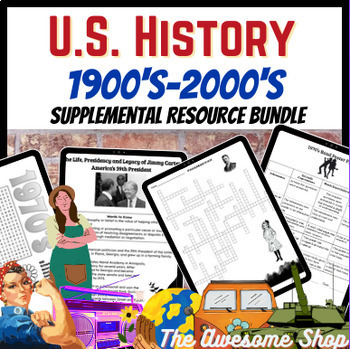 Preview of 1900- 2010 US History Curriculum Resources W/ Readings, Projects, & More