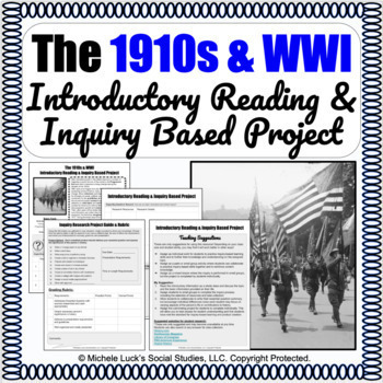 Preview of 1910s America in WWI Informational Reading & Inquiry Based Learning Project